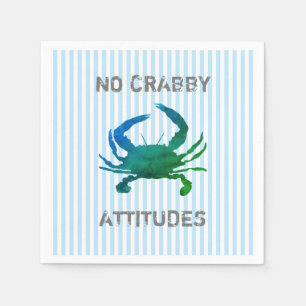 Blue Crab Nautical No Crabby Attitudes Napkin