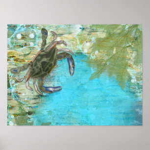 Blue Crab Ocean Fishing  Poster