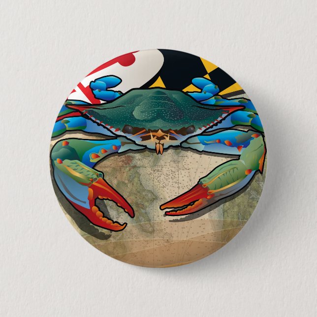 Blue Crab of Maryland 2 Inch Round Button (Front)