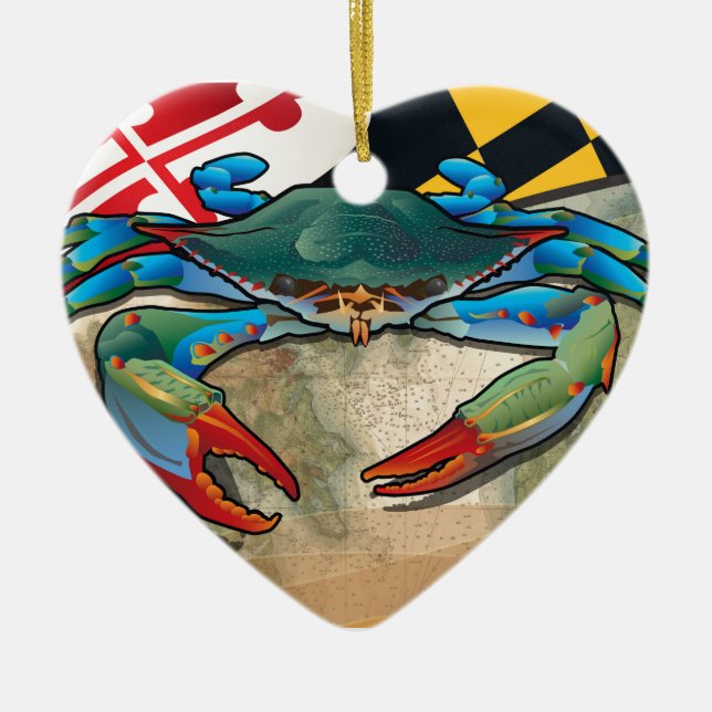 Blue Crab of Maryland Ceramic Ornament (Front)
