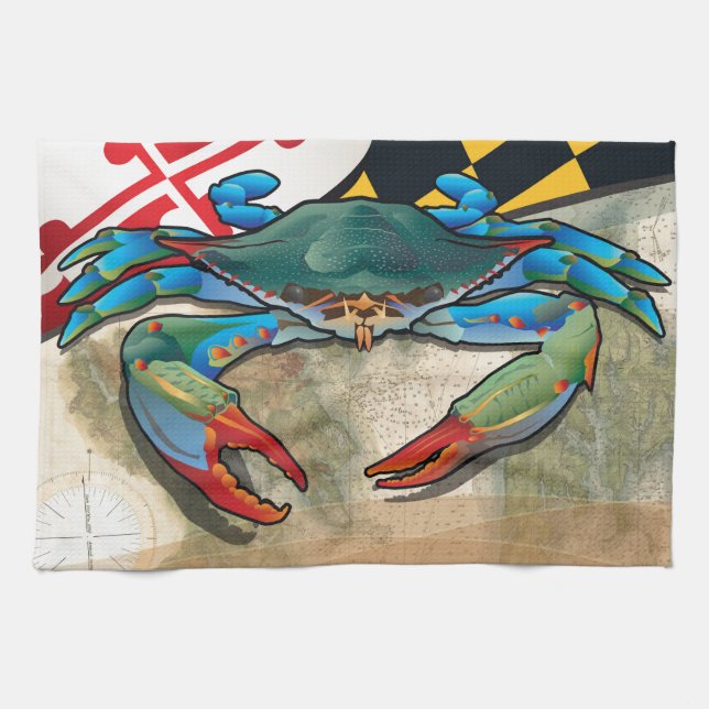 Blue Crab of Maryland Kitchen Towel (Horizontal)
