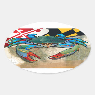 Blue Crab of Maryland Oval Sticker