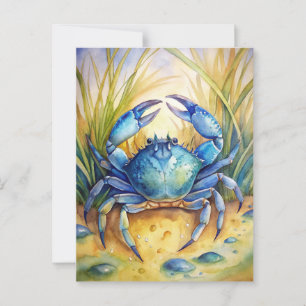 Blue Crab on a Beach Postcard