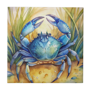 Blue Crab on a Beach Tile