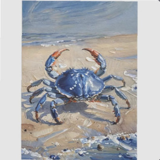 Blue Crab on Beach Tissue Paper