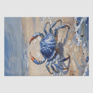 Blue Crab on Beach Tissue Paper