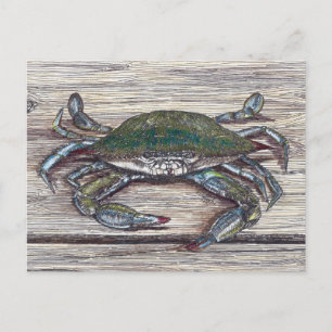 Blue Crab on Dock Postcard