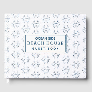 Blue Crab Pattern - Beach House Vacation Rental Guest Book