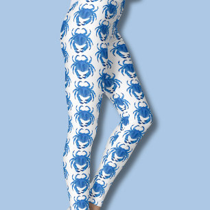 Blue Crab Pattern Leggings