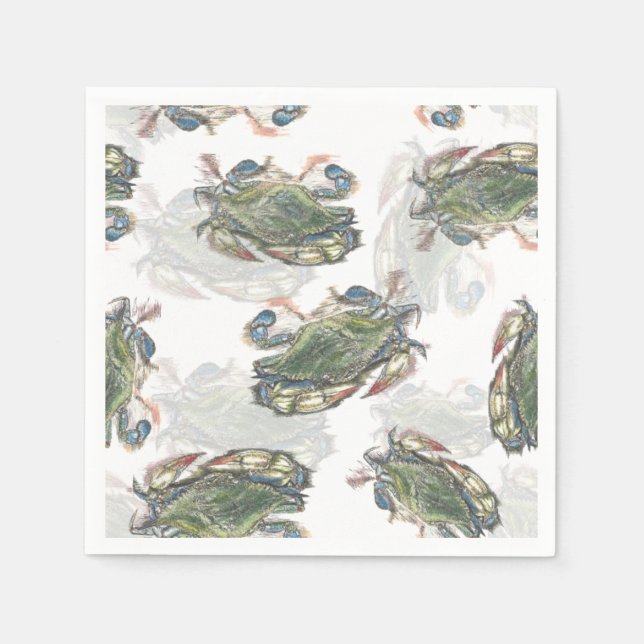 Blue Crab Pattern Napkin (Front)