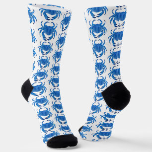 Blue Crab Pattern Socks