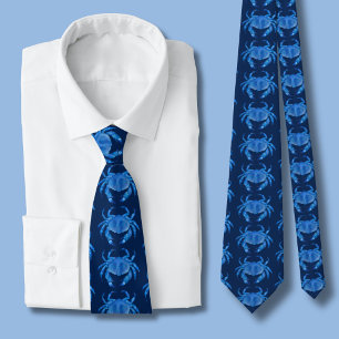 Blue Crab Pattern Tie