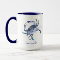Blue Crab Personalized Beach Theme Coffee