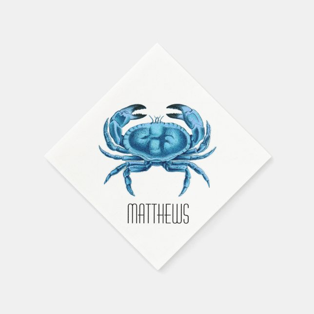 Blue Crab Personalized Napkin (Corner)