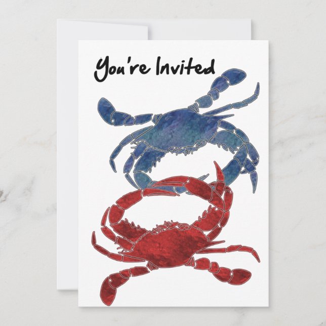 Blue Crab Red Crab Crab You're Invited Invitation (Front)