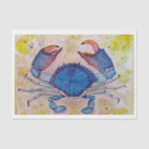Blue Crab Salty Sidewalker Art by Elizabeth Rober Tissue Paper