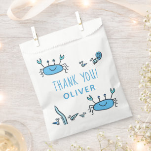 Blue Crab Sea Animals Boy Thank you Birthday Favour Bag