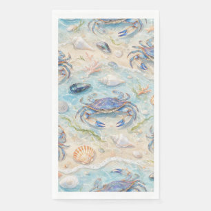 Blue Crab & Seashell Napkin