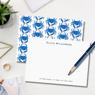 Blue Crab Seaside Ocean pattern Card