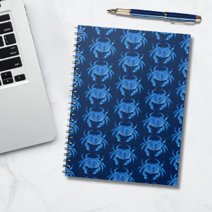 Blue Crab Seaside Ocean pattern Notebook