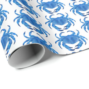 Blue Crab Seaside Ocean pattern Wrapping Paper