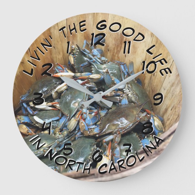 Blue Crab Season in North Carolina Large Clock (Front)
