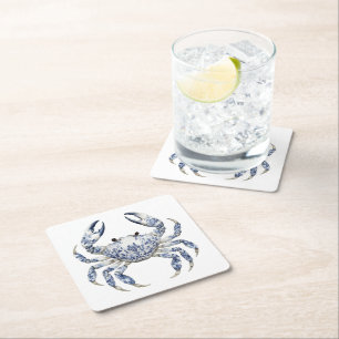 Blue Crab Square Paper Coaster