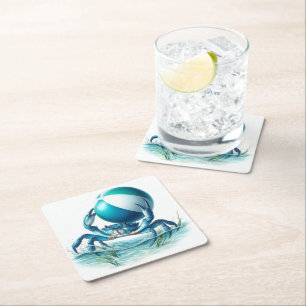 Blue Crab Square Paper Coaster