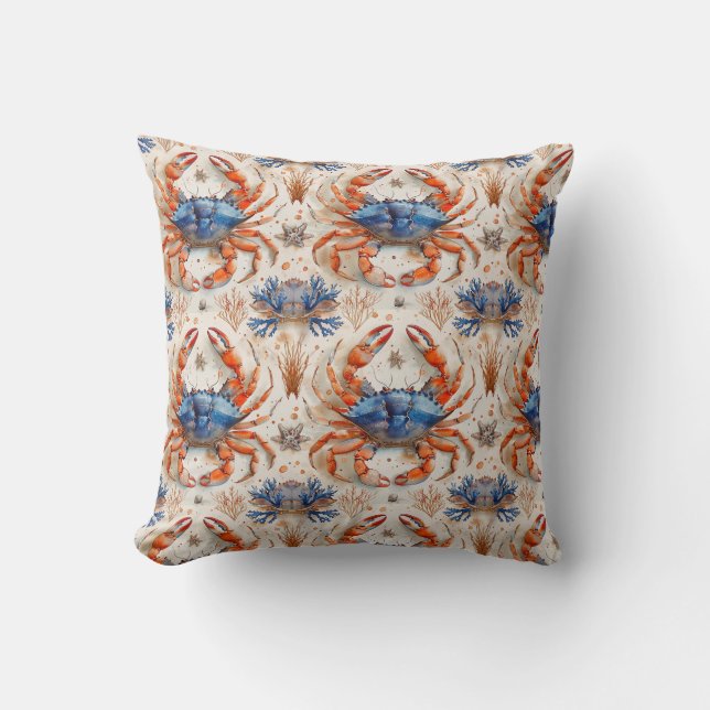 Blue Crab Throw Pillow (Front)