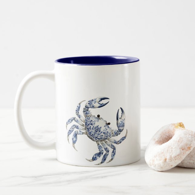 Blue Crab  Two-Tone Coffee Mug (With Donut)