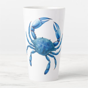 Blue Crab Watercolor Illustration - Ocean Sea Life Latte Mug