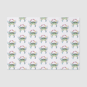 Blue Crab Watercolor Pattern Beach Tissue Paper