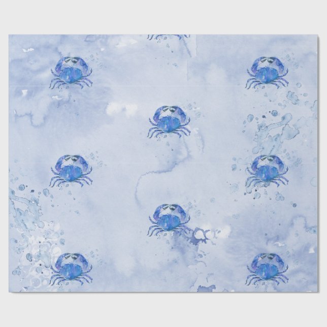 Blue Crab Watercolor Wrapping Paper (Flat)