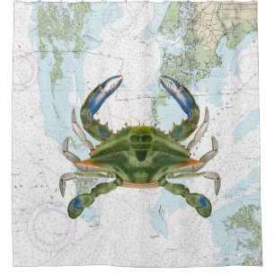 Blue Crab with Chesapeake Bay Nautical Chart