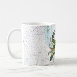 Blue Crab with Chesapeake Bay Nautical Chart Coffee Mug