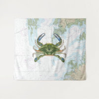 Blue Crab with Chesapeake Bay Nautical Chart