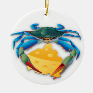 Blue Crab with Chesse Ceramic Ornament