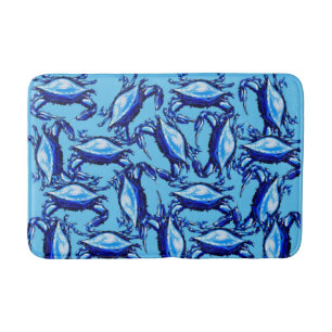 Blue Crabs Beach House Bathroom Bath Mat