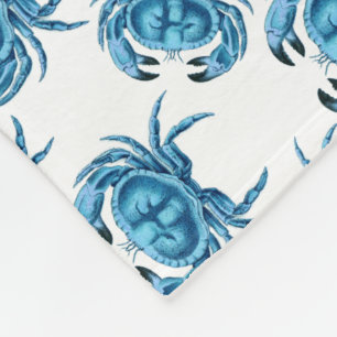 Blue Crabs Classic Seaside Pattern Fleece Blanket