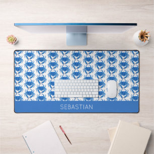 Blue Crabs Seaside Pattern Desk Mat
