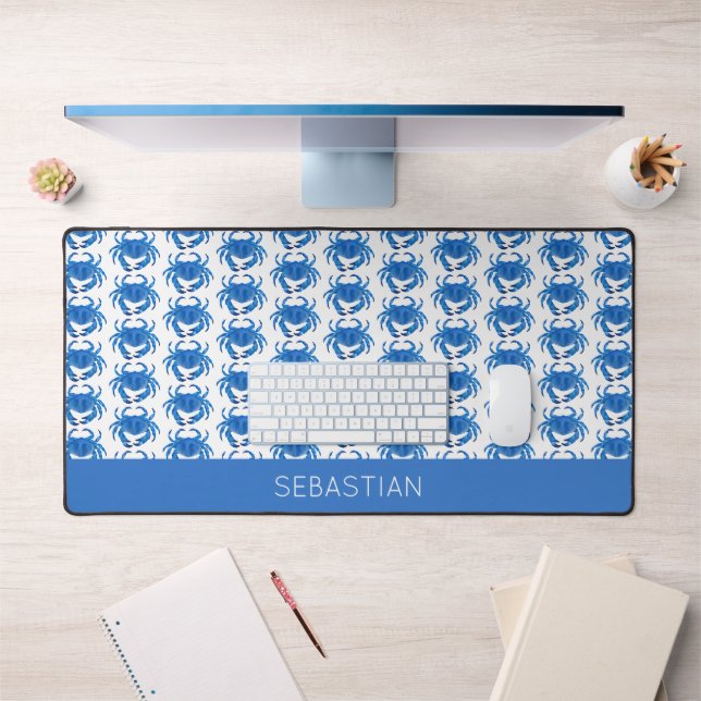 Blue Crabs Seaside Pattern Desk Mat (Office 1)