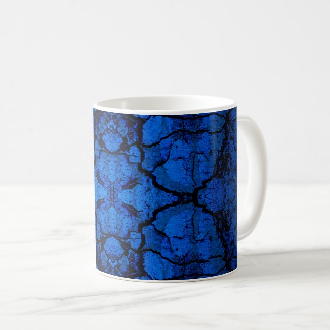 Blue cracked wall pattern coffee mug (Front Right)