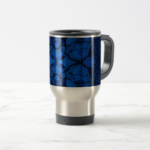 Blue cracked wall pattern travel mug