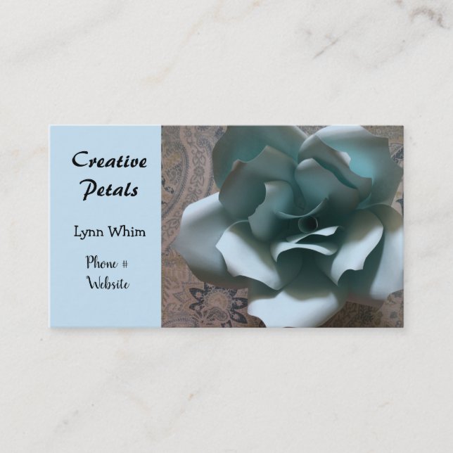 Blue Crafted Rose Designer Business Card (Front)