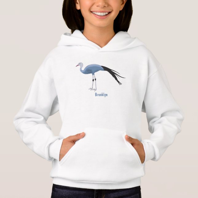 Blue crane bird cartoon illustration  (Front)