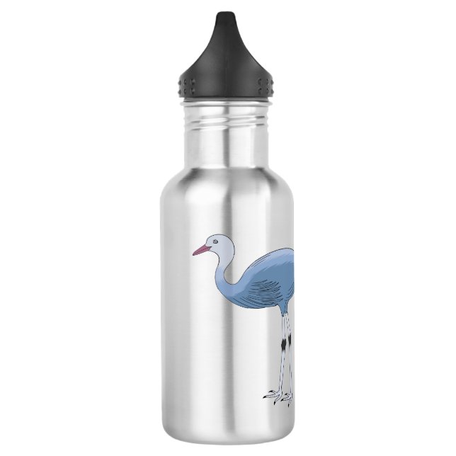 Blue crane bird cartoon illustration  532 ml water bottle (Left)