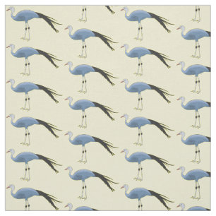 Blue crane bird cartoon illustration  fabric