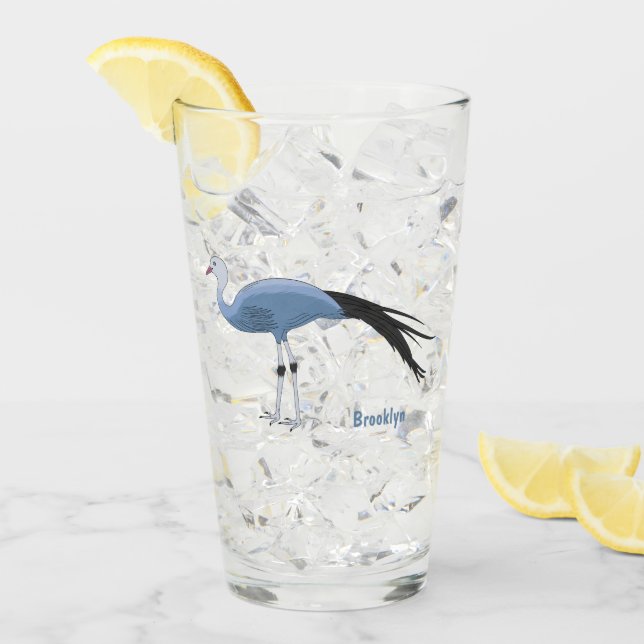 Blue crane bird cartoon illustration glass (Front Ice)