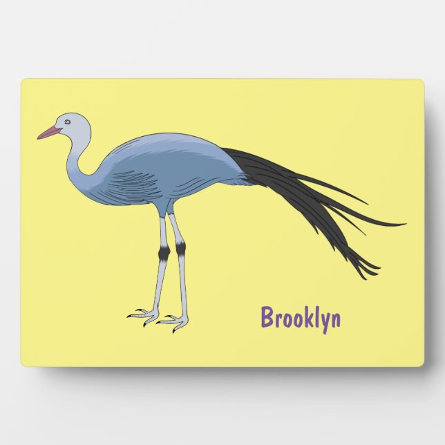 Blue crane bird cartoon illustration  plaque (Front)