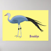 Blue crane bird cartoon illustration 